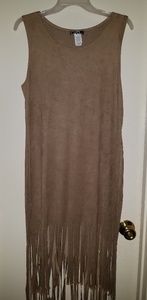 Faux suede high low dress